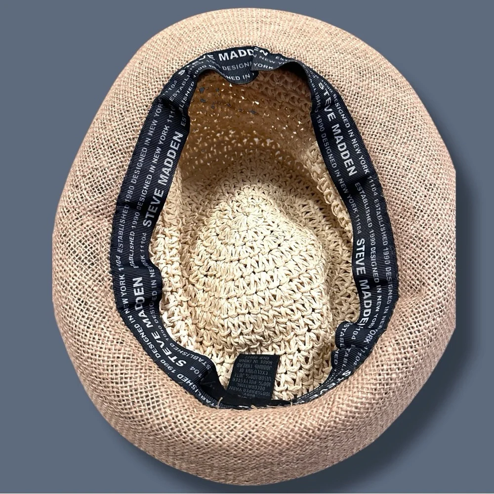 EUC Steve Madden Woven Flip Brim Fedora in Cream & Soft Pink. Size OS ๐ - Picture 6 of 10